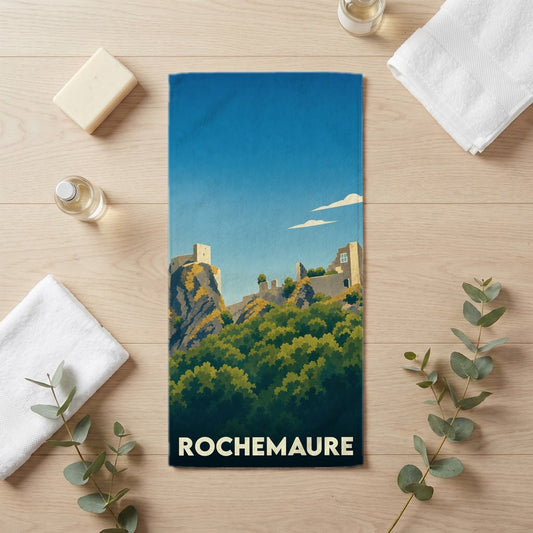 Serviette de bain 30 cm x 60 cm souvenir de Rochemaure