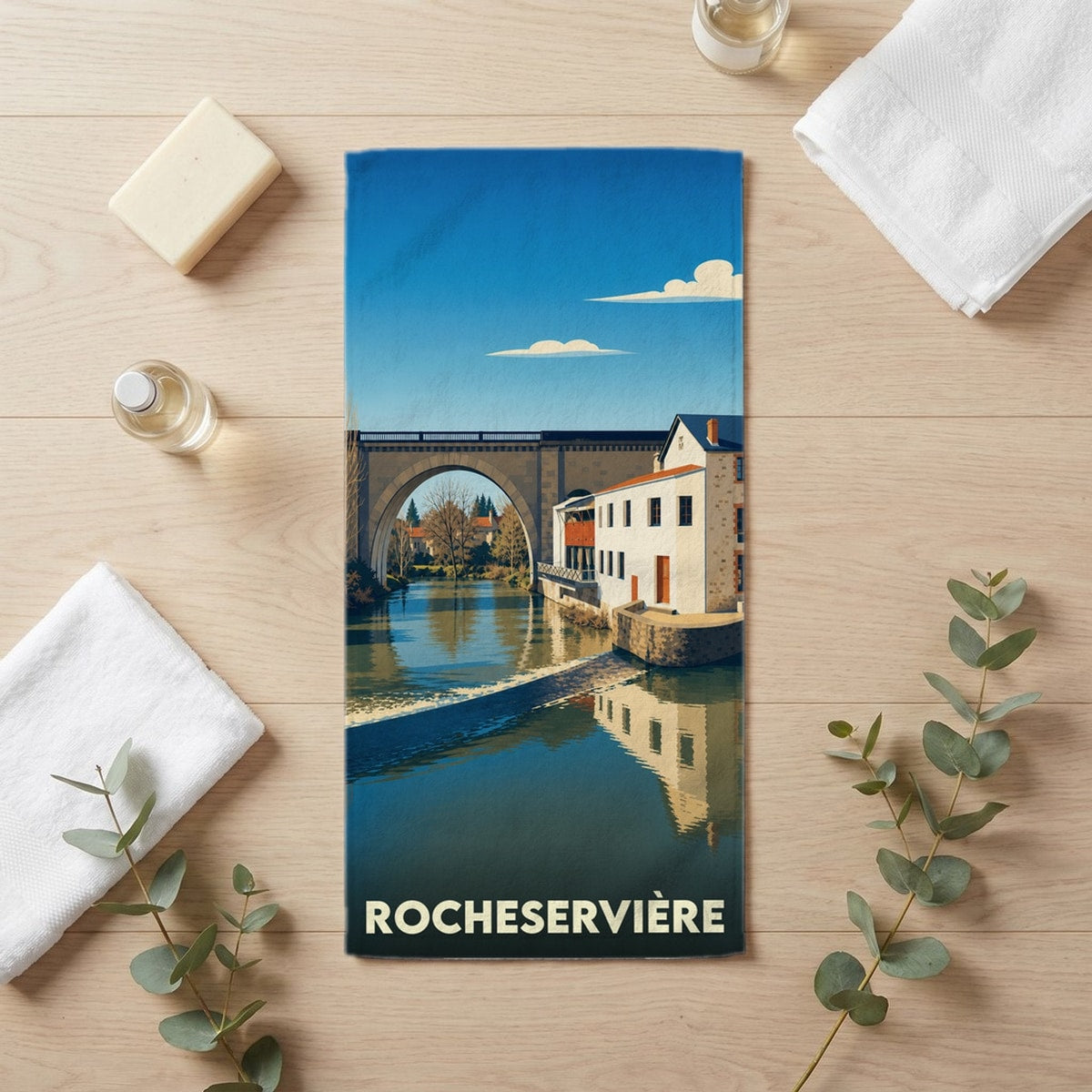 Serviette de bain 30 cm x 60 cm souvenir de Rocheservière