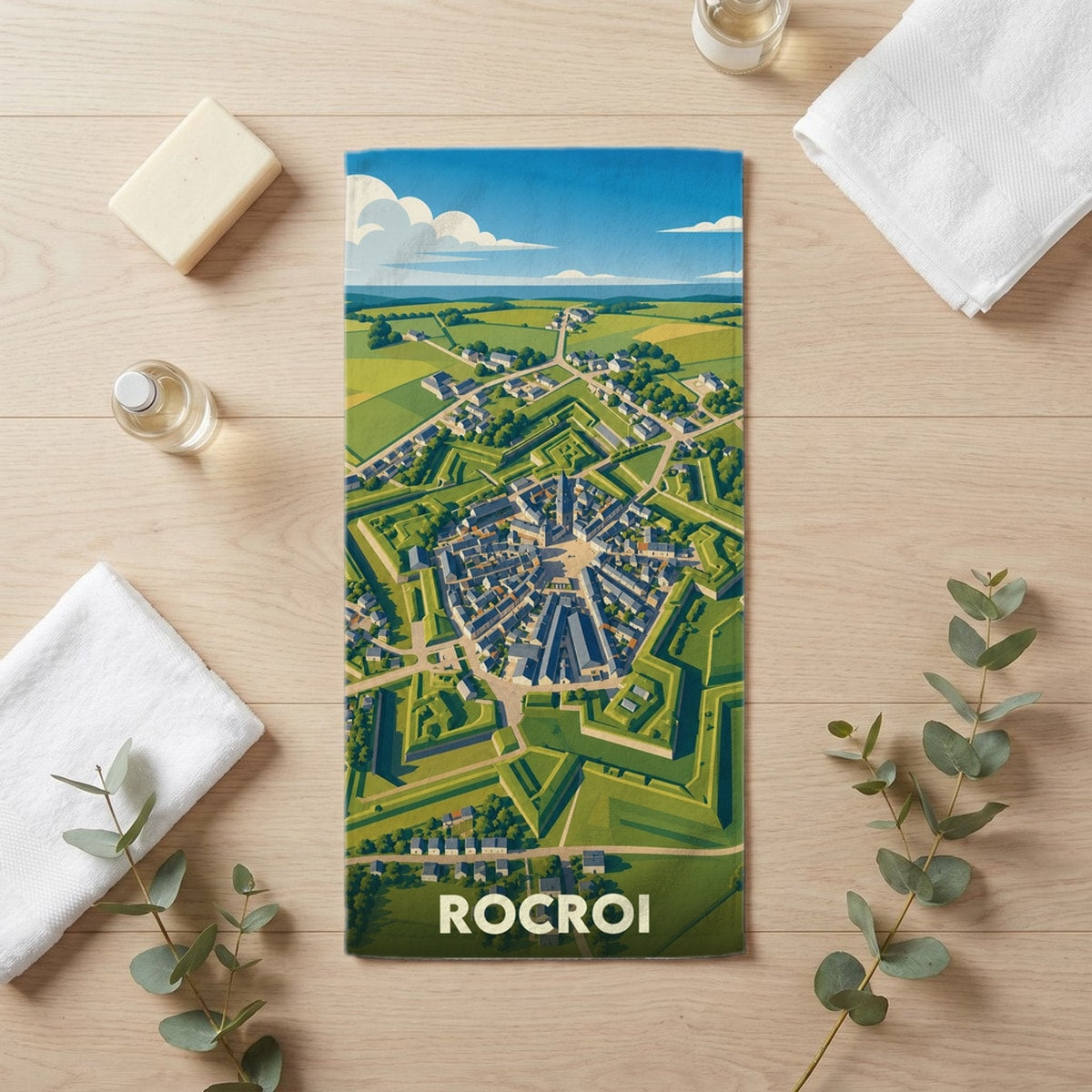 Serviette de bain 30 cm x 60 cm souvenir de Rocroi