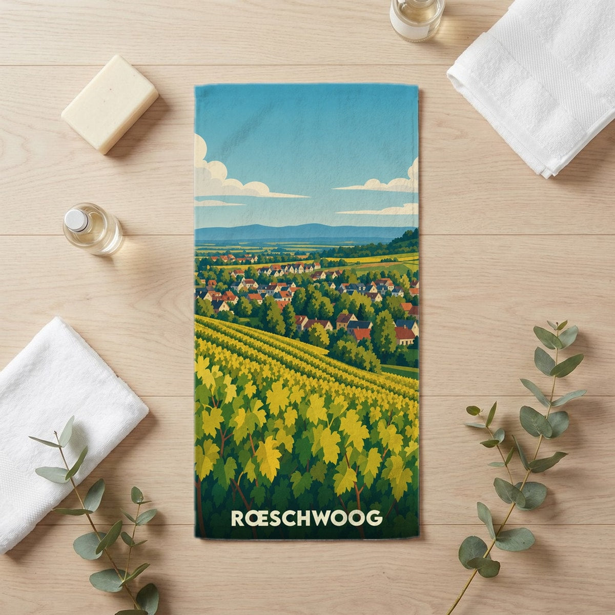 Serviette de bain 30 cm x 60 cm souvenir de Rœschwoog