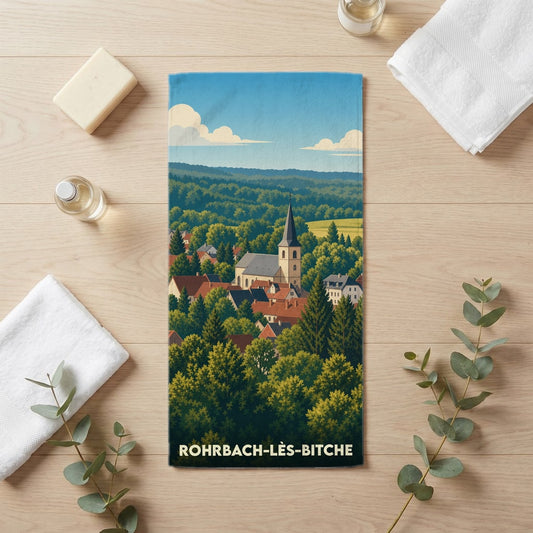 Serviette de bain 30 cm x 60 cm souvenir de Rohrbach-lès-Bitche