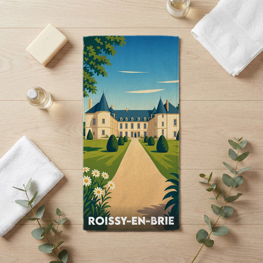Serviette de bain 30 cm x 60 cm souvenir de Roissy-en-Brie