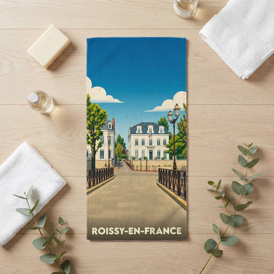 Serviette de bain 30 cm x 60 cm souvenir de Roissy-en-France