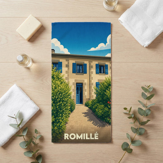 Serviette de bain 30 cm x 60 cm souvenir de Romillé