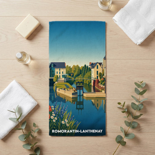 Serviette de bain 30 cm x 60 cm souvenir de Romorantin-Lanthenay