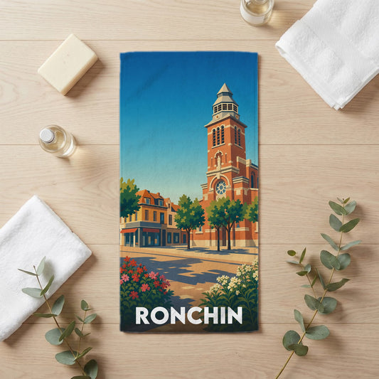Serviette de bain 30 cm x 60 cm souvenir de Ronchin