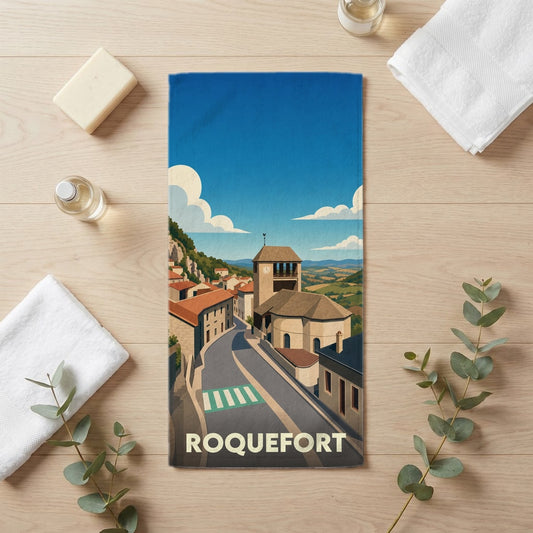 Serviette de bain 30 cm x 60 cm souvenir de Roquefort