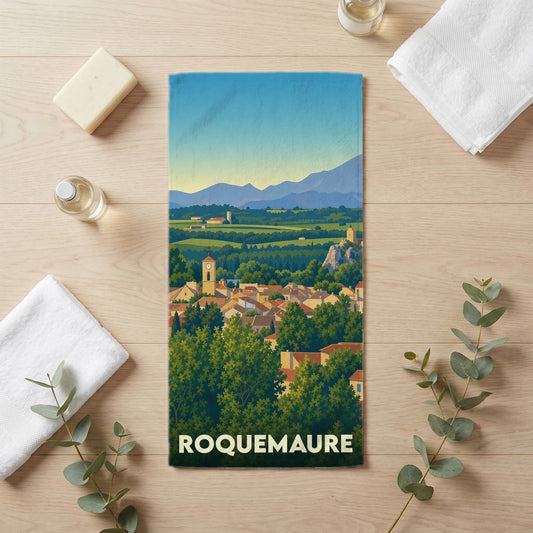 Serviette de bain 30 cm x 60 cm souvenir de Roquemaure