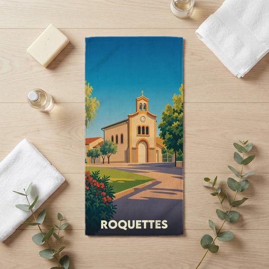 Serviette de bain 30 cm x 60 cm souvenir de Roquettes