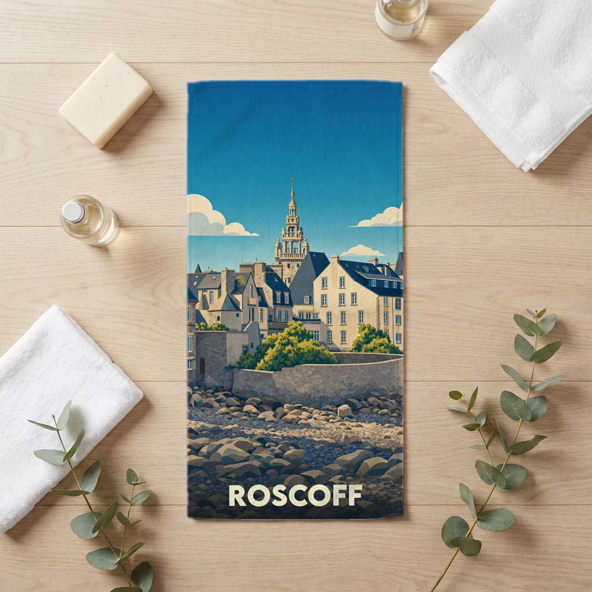 Serviette de bain 30 cm x 60 cm souvenir de Roscoff