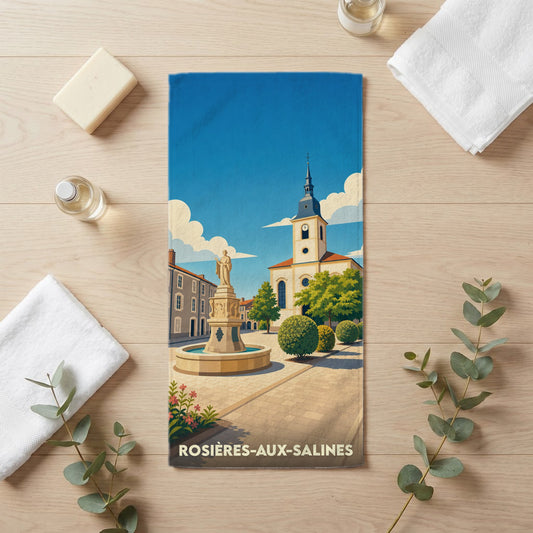 Serviette de bain 30 cm x 60 cm souvenir de Rosières-aux-Salines