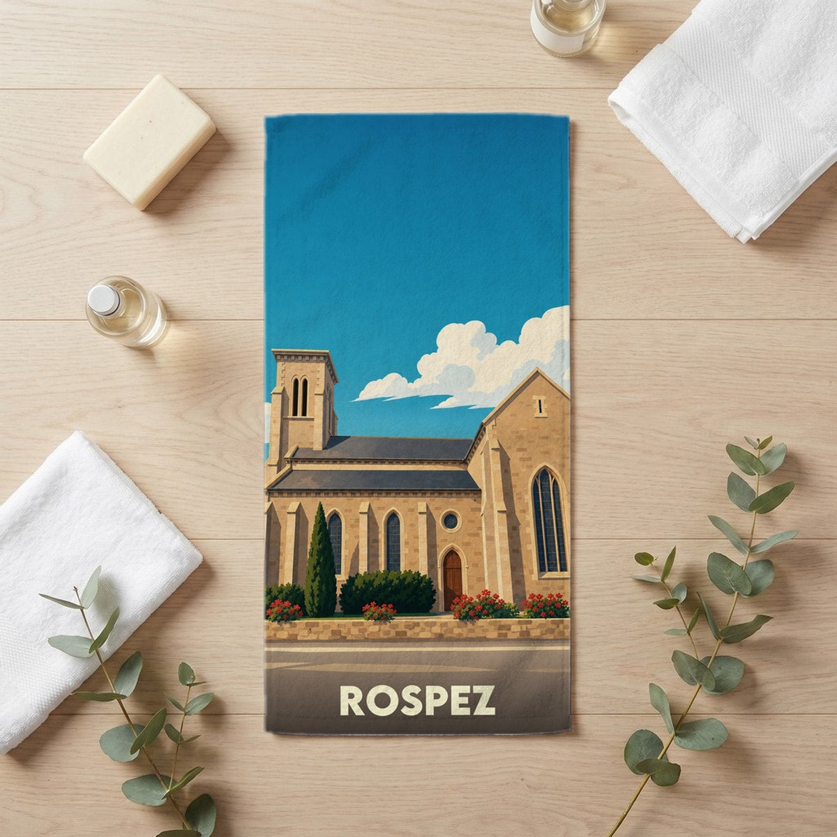 Serviette de bain 30 cm x 60 cm souvenir de Rospez