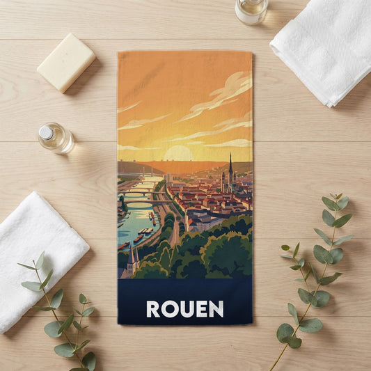 Serviette de bain 30 cm x 60 cm souvenir de Rouen