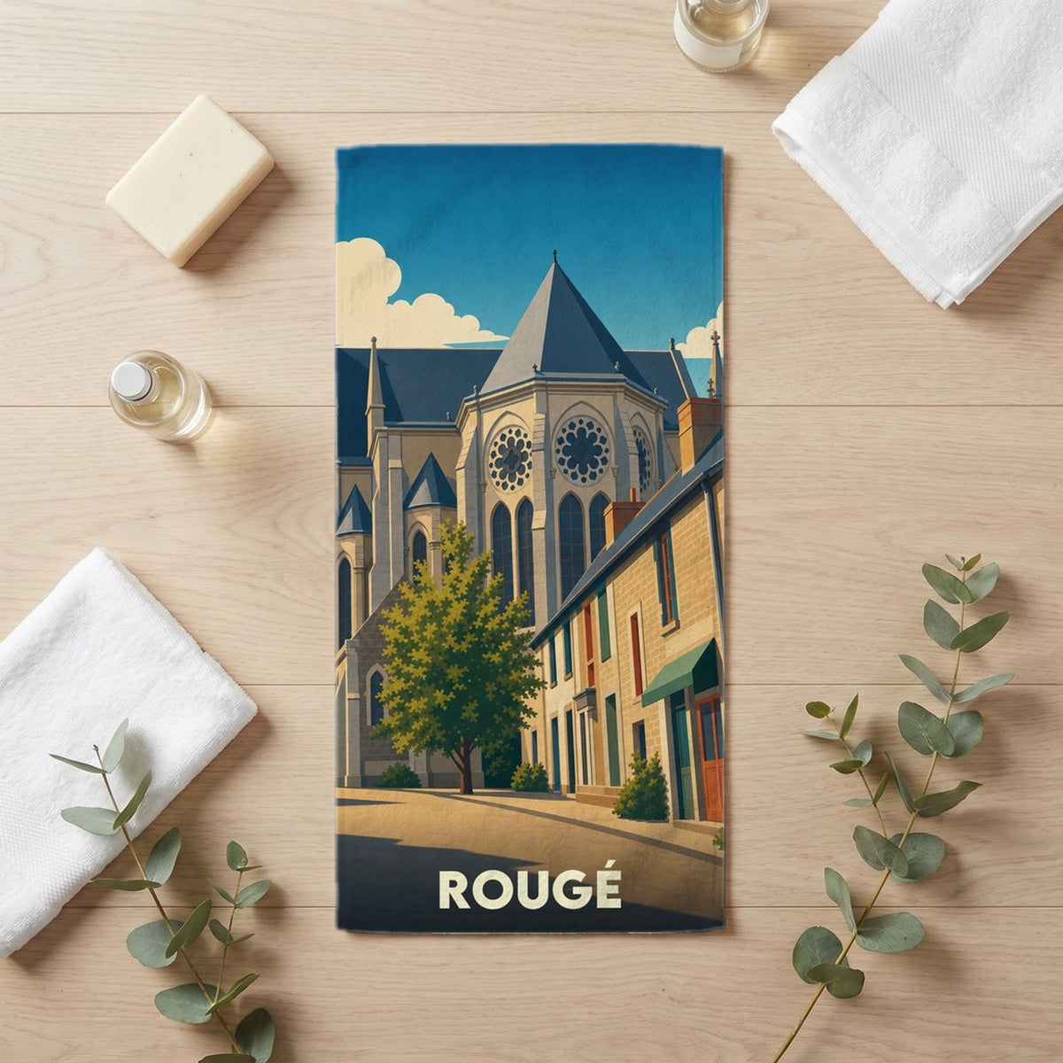 Serviette de bain 30 cm x 60 cm souvenir de Rougé