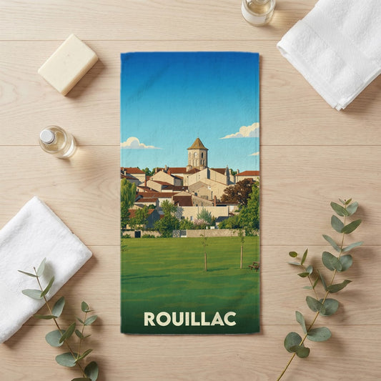 Serviette de bain 30 cm x 60 cm souvenir de Rouillac