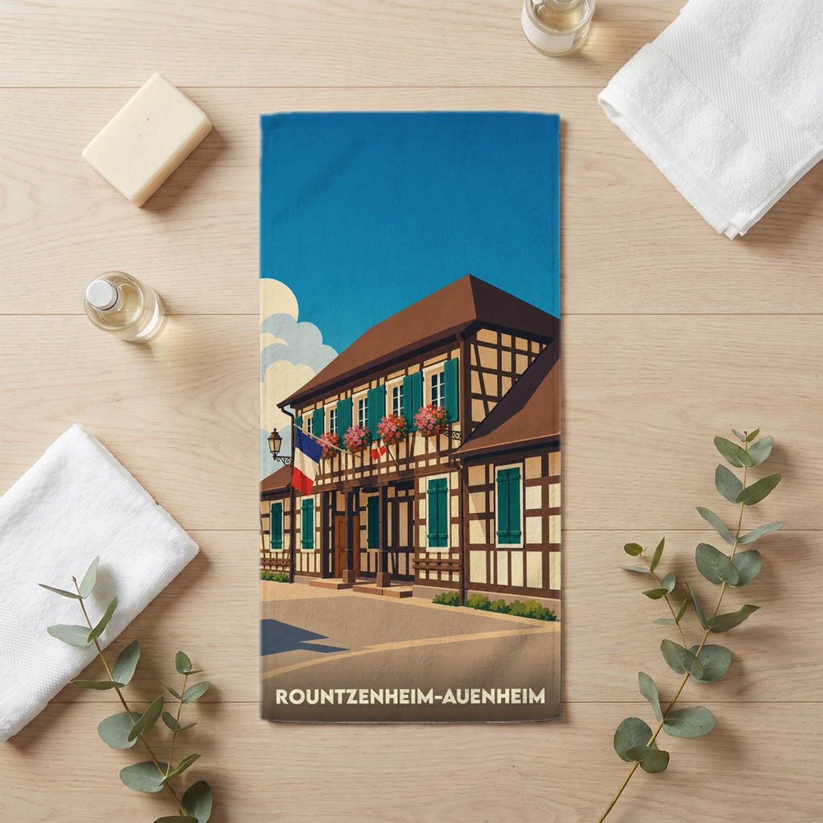 Serviette de bain 30 cm x 60 cm souvenir de Rountzenheim-Auenheim