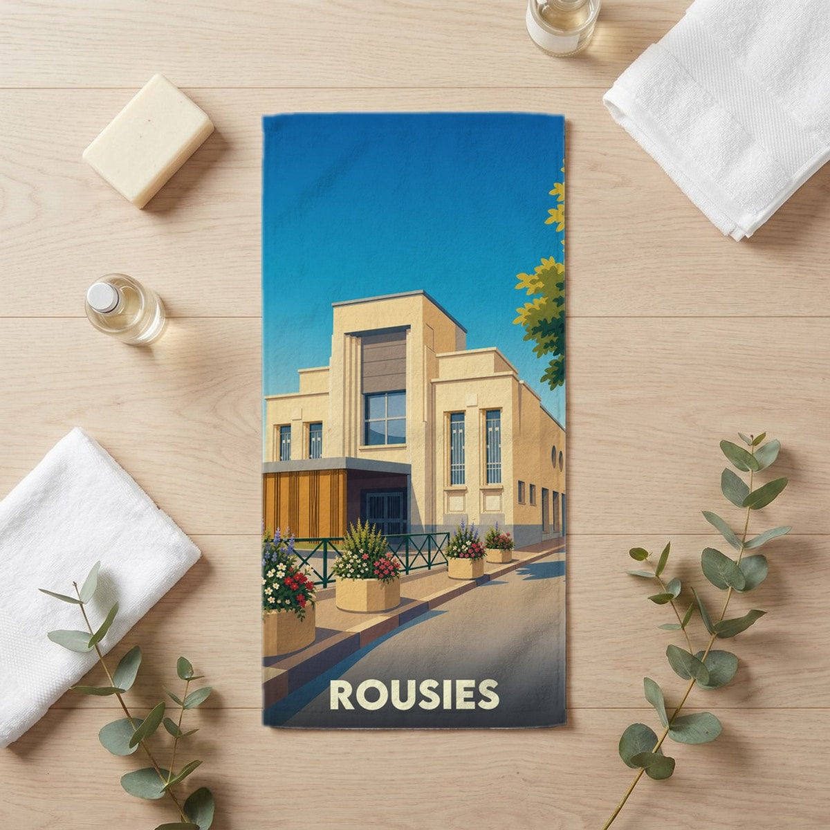 Serviette de bain 30 cm x 60 cm souvenir de Rousies
