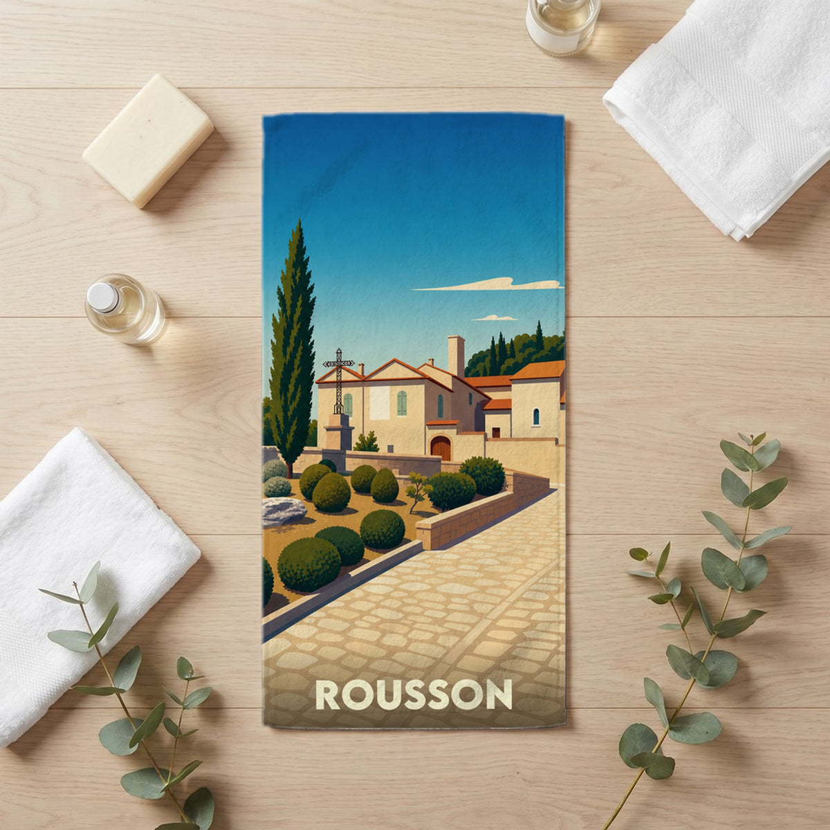 Serviette de bain 30 cm x 60 cm souvenir de Rousson