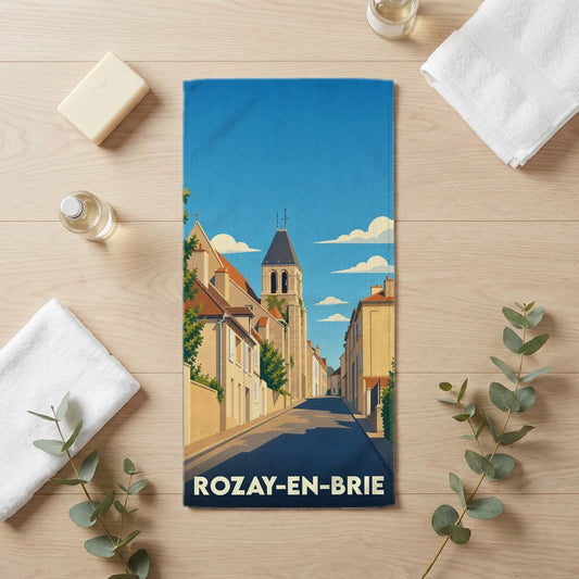Serviette de bain 30 cm x 60 cm souvenir de Rozay-en-Brie
