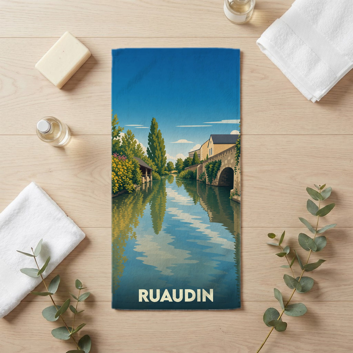 Serviette de bain 30 cm x 60 cm souvenir de Ruaudin