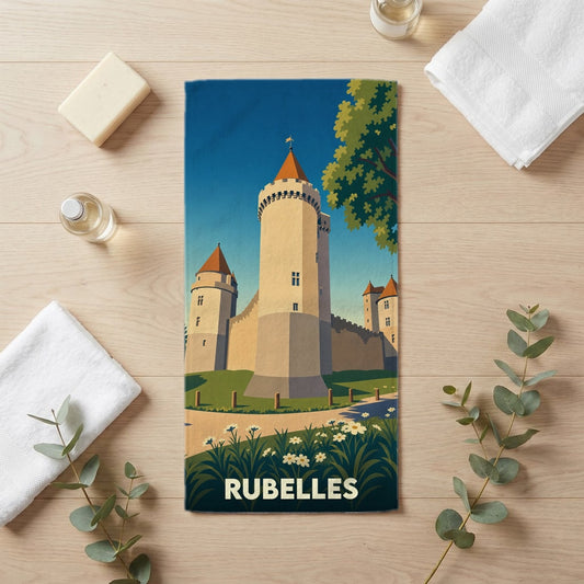 Serviette de bain 30 cm x 60 cm souvenir de Rubelles