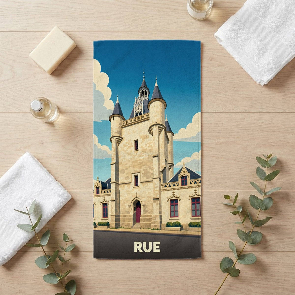 Serviette de bain 30 cm x 60 cm souvenir de Rue