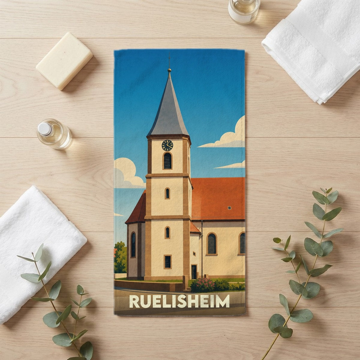 Serviette de bain 30 cm x 60 cm souvenir de Ruelisheim