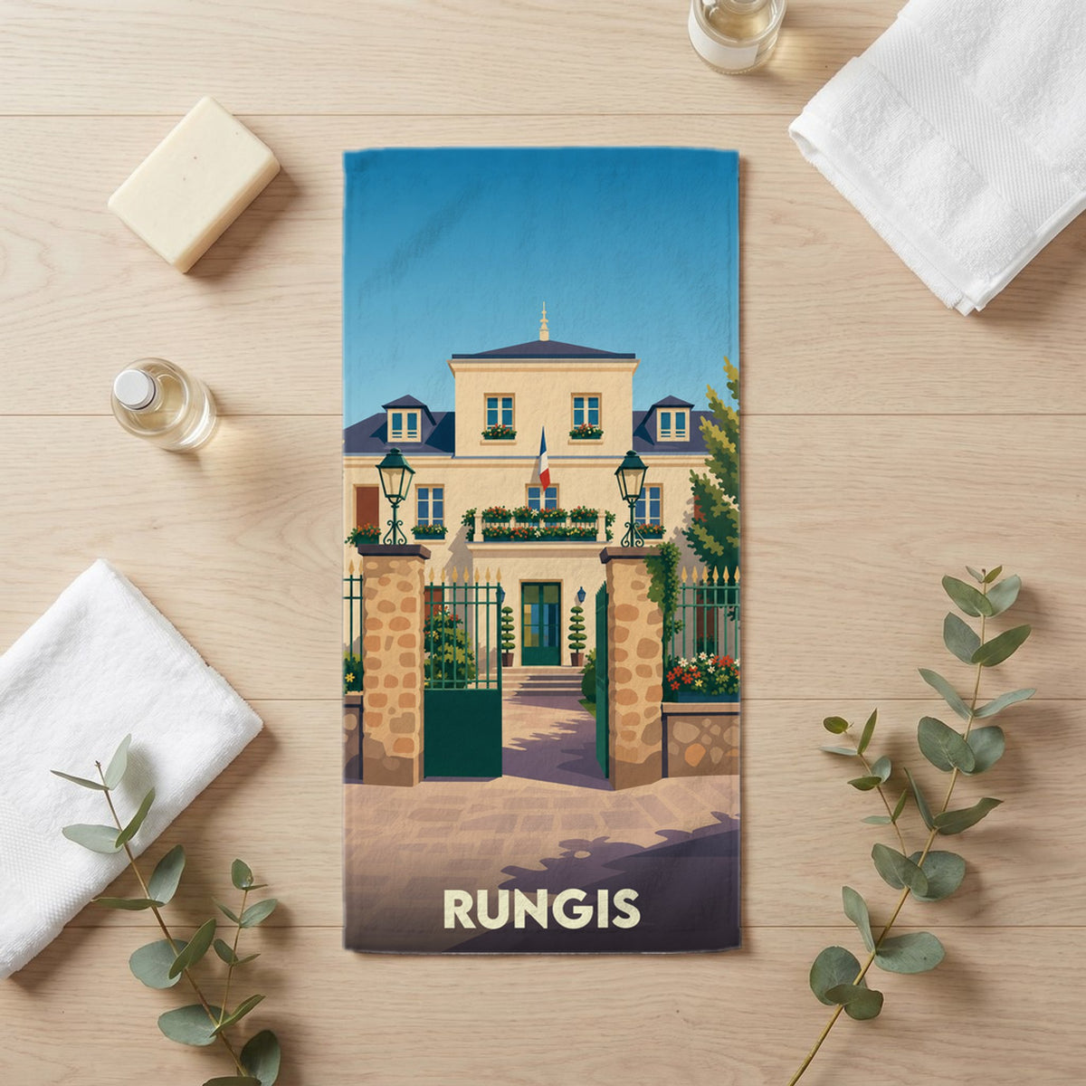 Serviette de bain 30 cm x 60 cm souvenir de Rungis
