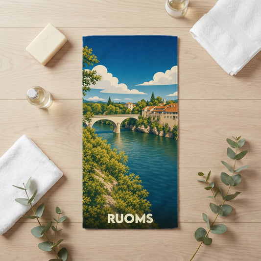 Serviette de bain 30 cm x 60 cm souvenir de Ruoms