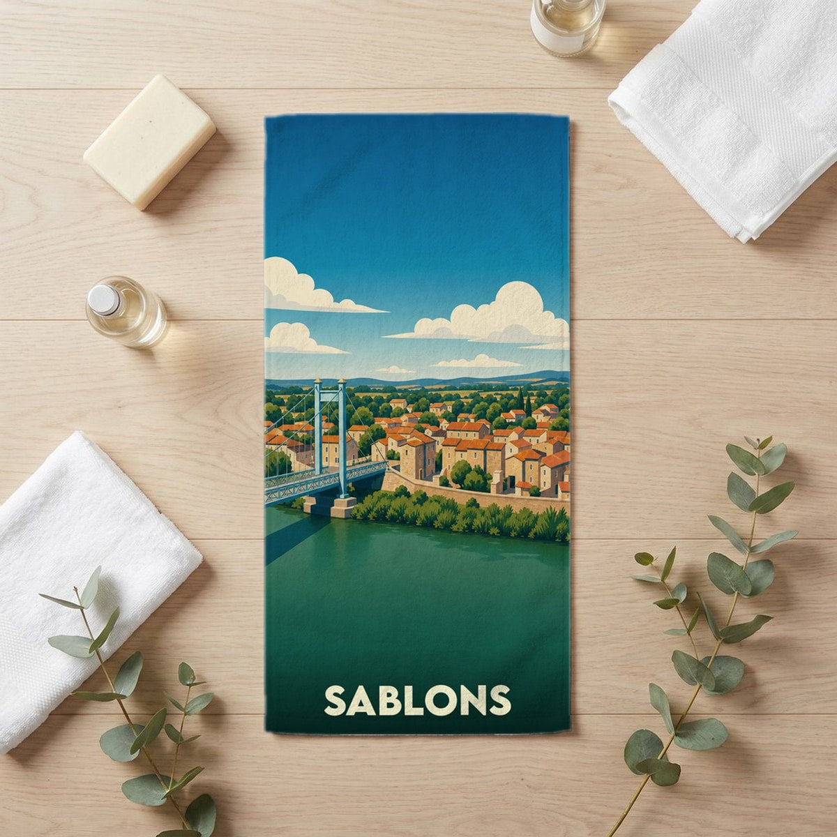Serviette de bain 30 cm x 60 cm souvenir de Sablons