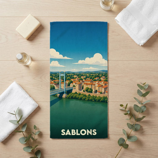 Serviette de bain 30 cm x 60 cm souvenir de Sablons