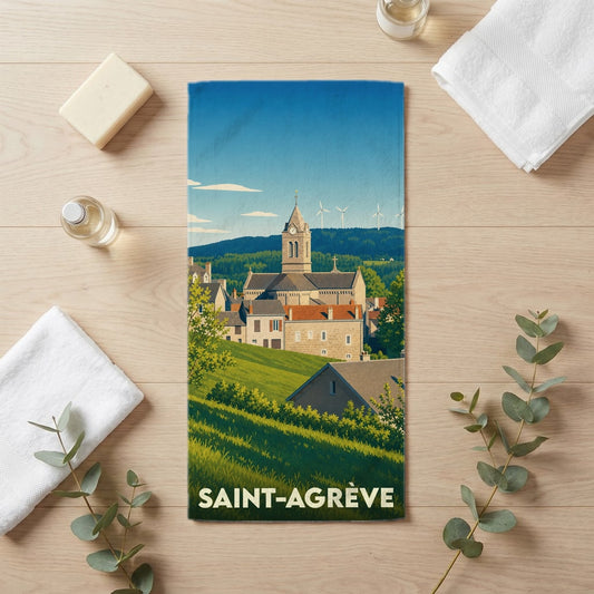 Serviette de bain 30 cm x 60 cm souvenir de Saint-Agrève