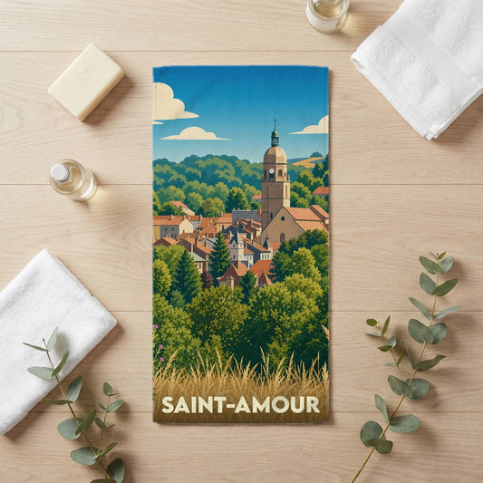 Serviette de bain 30 cm x 60 cm souvenir de Saint-Amour