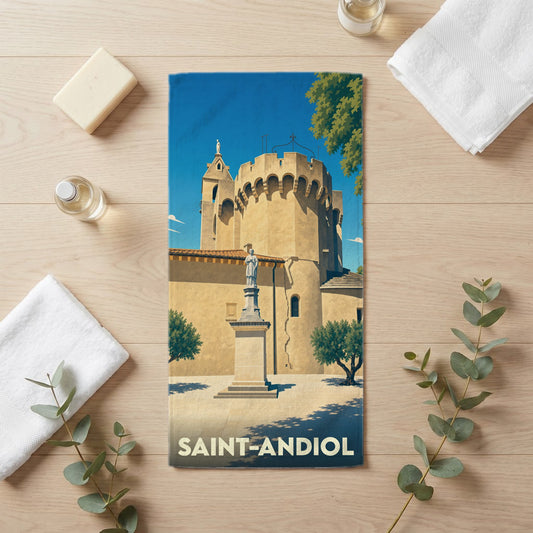 Serviette de bain 30 cm x 60 cm souvenir de Saint-Andiol