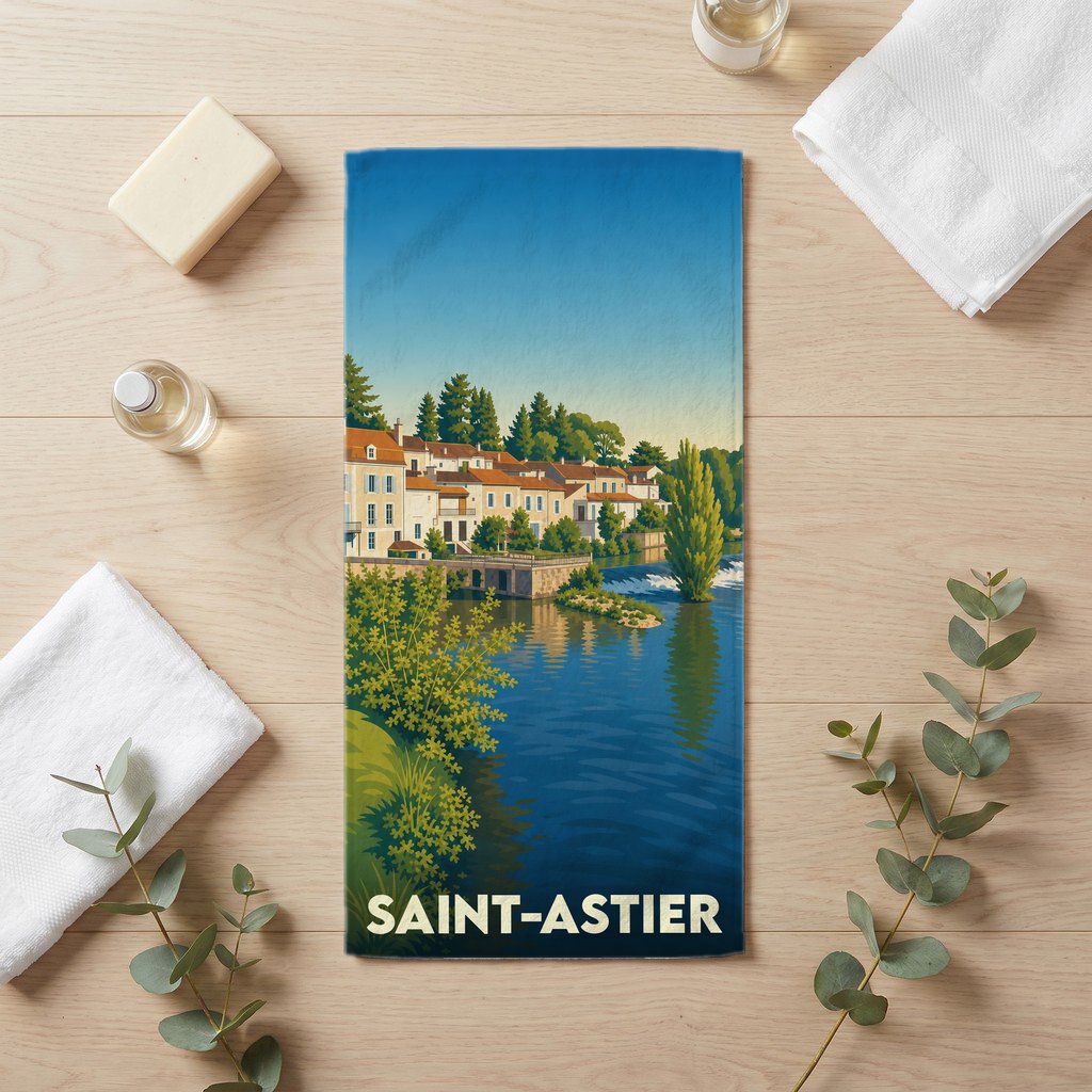 Serviette de bain 30 cm x 60 cm souvenir de Saint-Astier