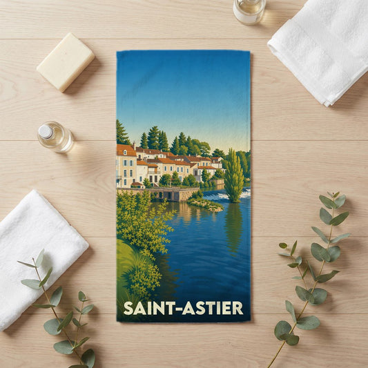Serviette de bain 30 cm x 60 cm souvenir de Saint-Astier