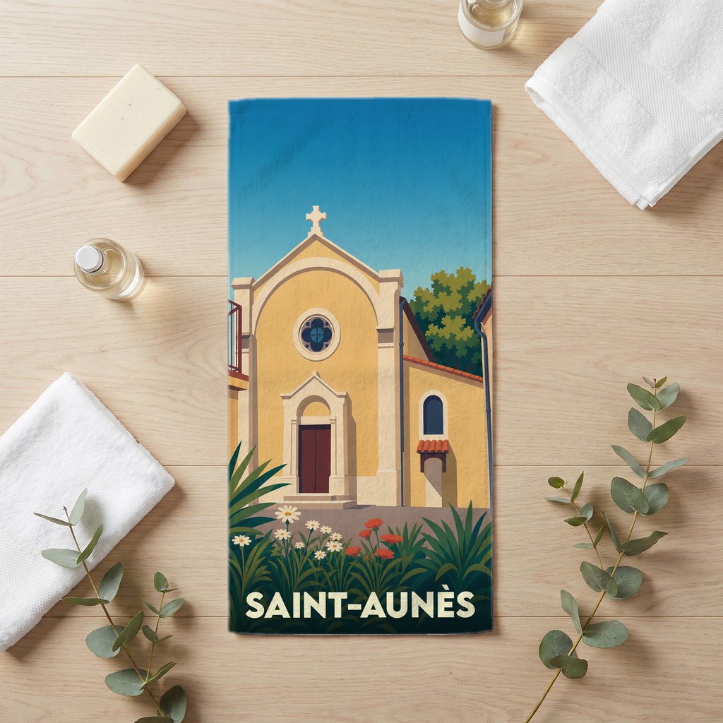 Serviette de bain 30 cm x 60 cm souvenir de Saint-Aunès