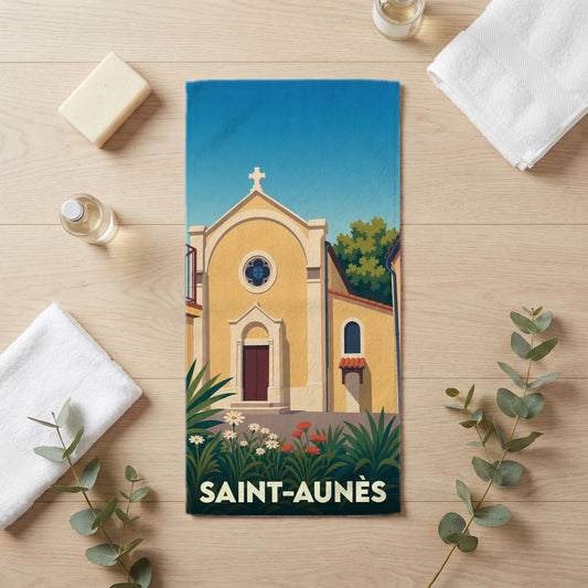 Serviette de bain 30 cm x 60 cm souvenir de Saint-Aunès