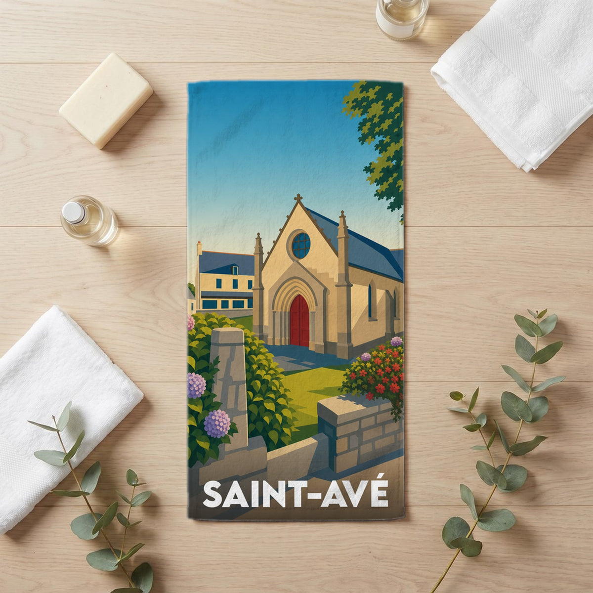 Serviette de bain 30 cm x 60 cm souvenir de Saint-Avé