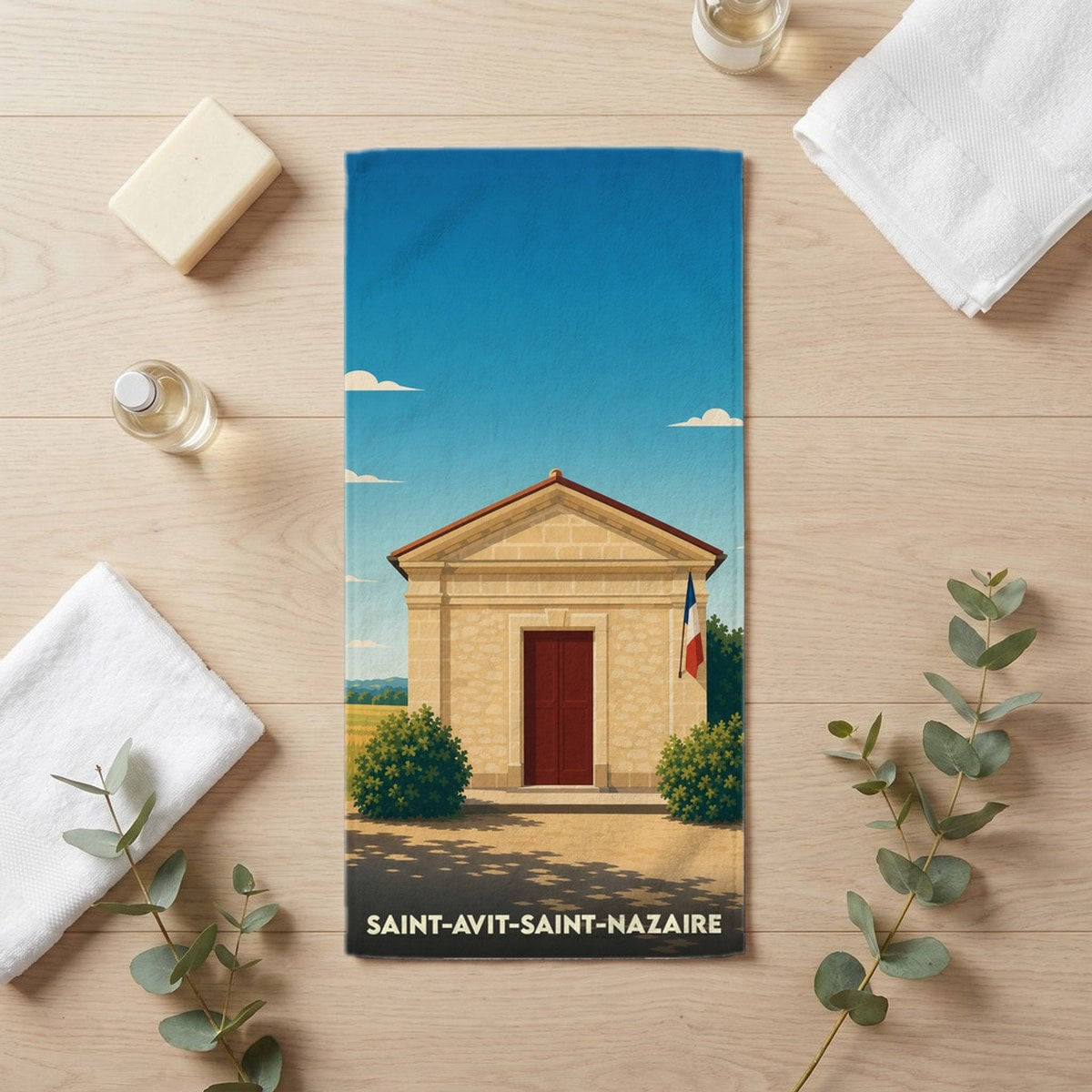 Serviette de bain 30 cm x 60 cm souvenir de Saint-Avit-Saint-Nazaire