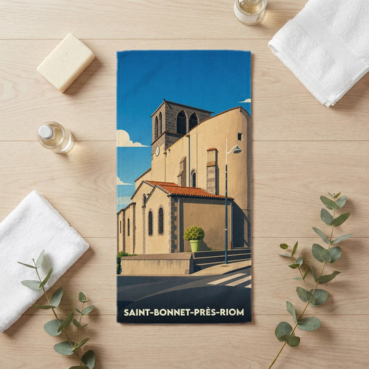 Serviette de bain 30 cm x 60 cm souvenir de Saint-Bonnet-près-Riom