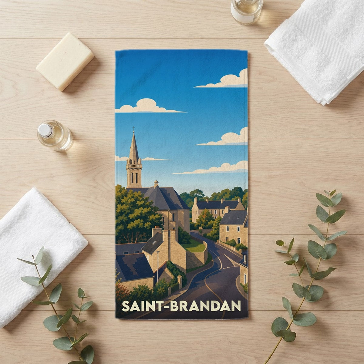 Serviette de bain 30 cm x 60 cm souvenir de Saint-Brandan