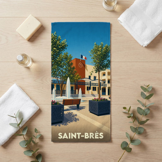 Serviette de bain 30 cm x 60 cm souvenir de Saint-Brès