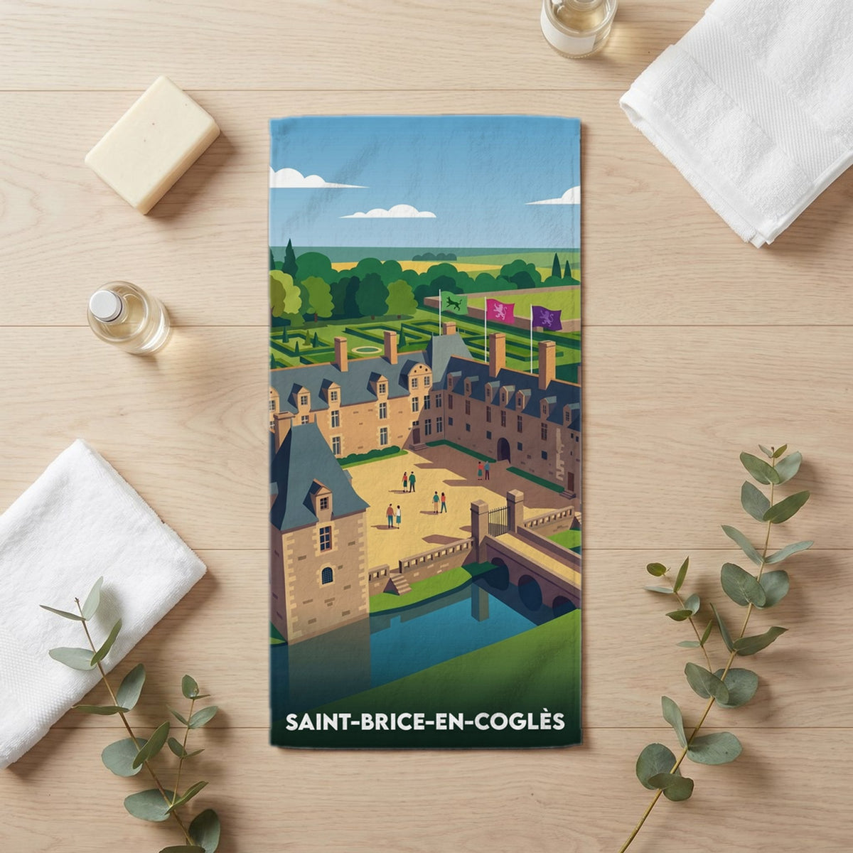 Serviette de bain 30 cm x 60 cm souvenir de Saint-Brice-en-Coglès