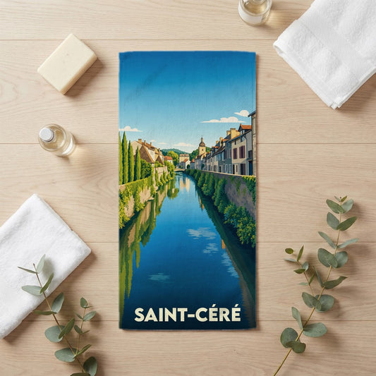 Serviette de bain 30 cm x 60 cm souvenir de Saint-Céré