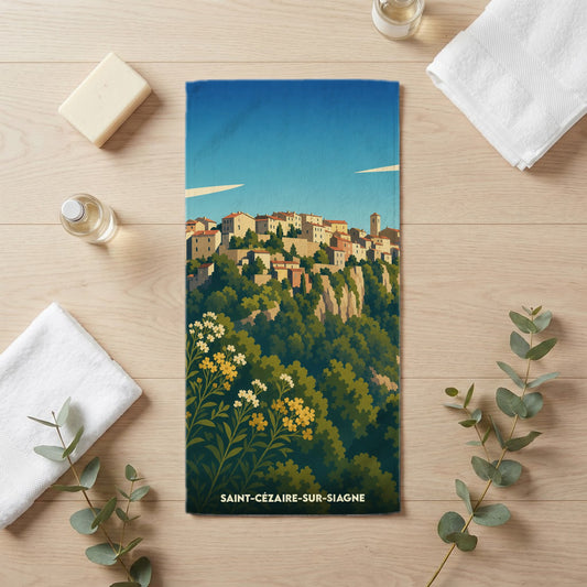 Serviette de bain 30 cm x 60 cm souvenir de Saint-Cézaire-sur-Siagne