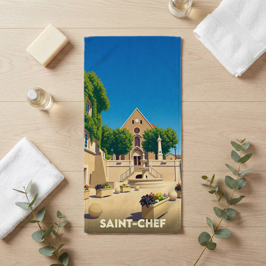 Serviette de bain 30 cm x 60 cm souvenir de Saint-Chef