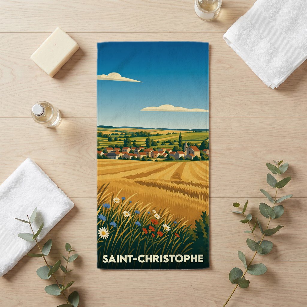 Serviette de bain 30 cm x 60 cm souvenir de Saint-Christophe