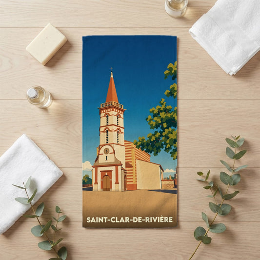 Serviette de bain 30 cm x 60 cm souvenir de Saint-Clar-de-Rivière