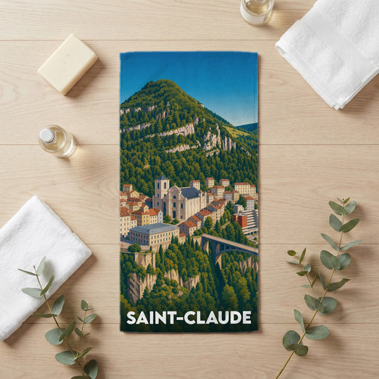 Serviette de bain 30 cm x 60 cm souvenir de Saint-Claude